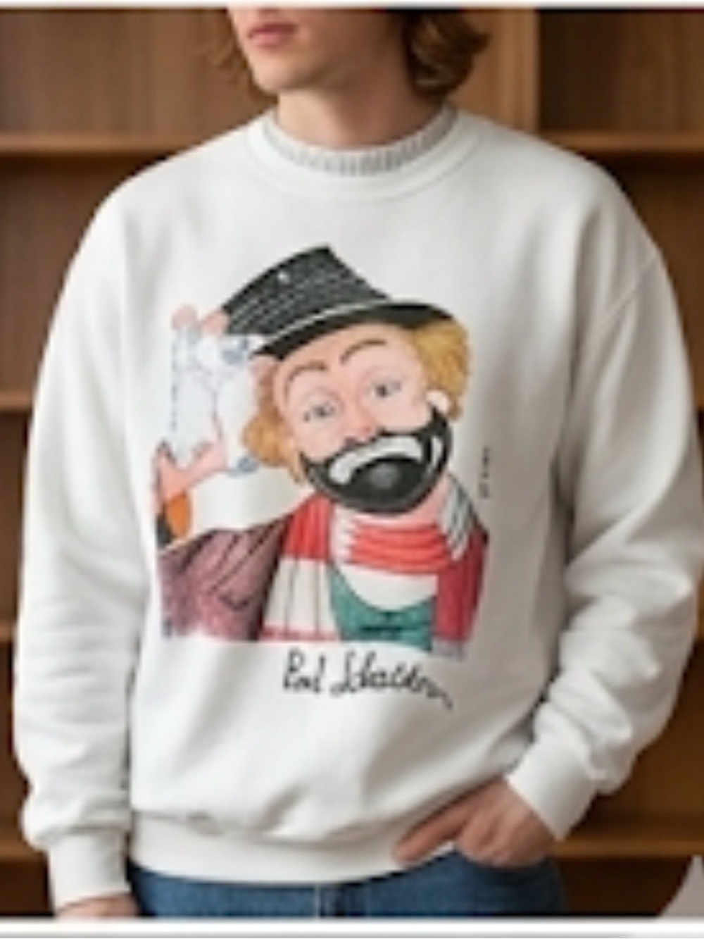 Vintage 90s Jerzees Super Sweats Red Skelton Clown Crewneck Sweatshirt Large USA